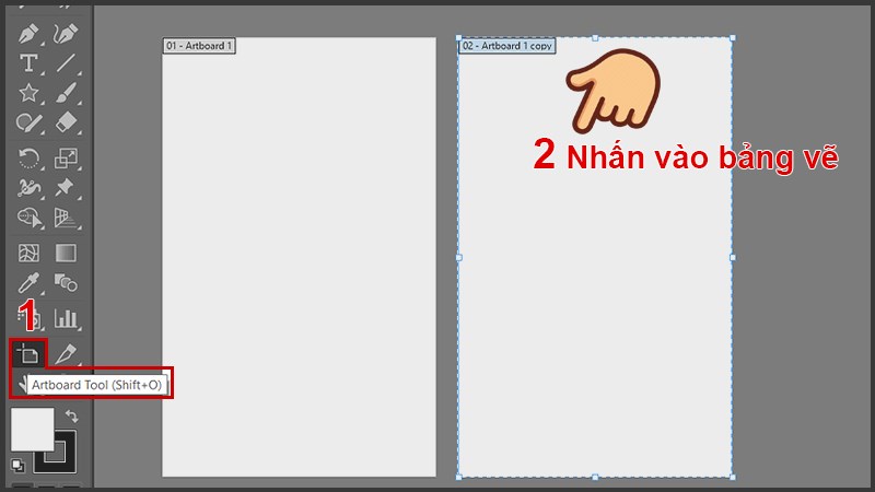 Chọn công cụ Artboard Tool nhấn vào bảng vẽ muốn xóa