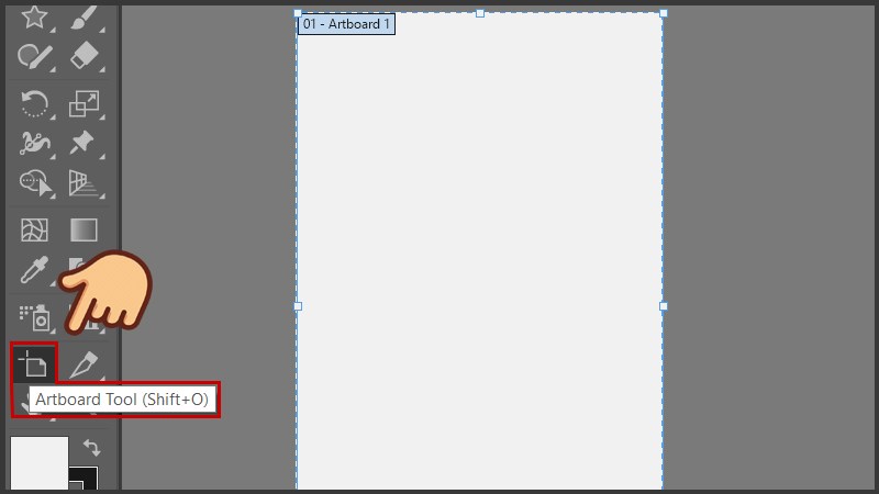 Chọn công cụ Artboard Tool (phím tắt Shift + O) 