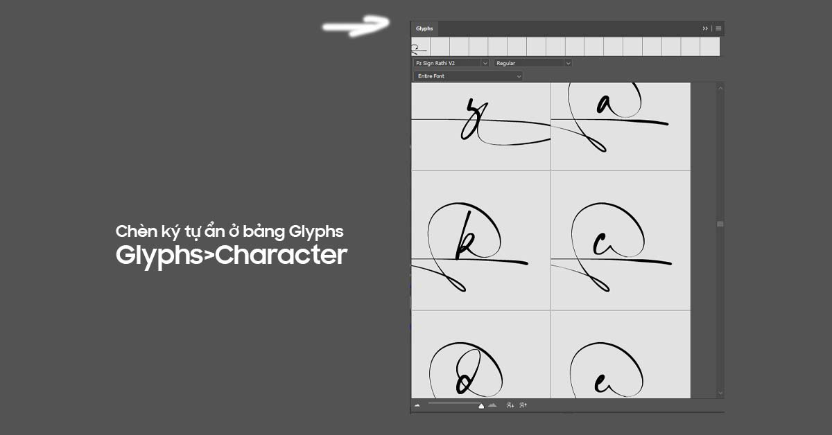 Bật Bảng Glyphs Trong Pts