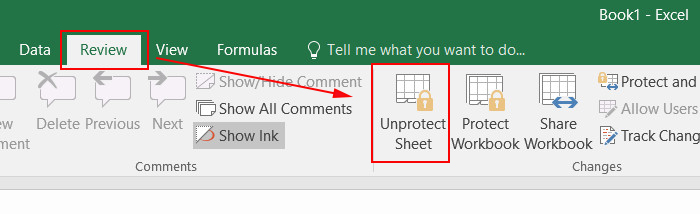 unprotect sheet