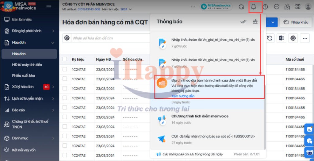 thay đổi địa bàn hành chính