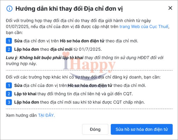 hướng dẫn khi thay đổi địa chỉ đơn vị