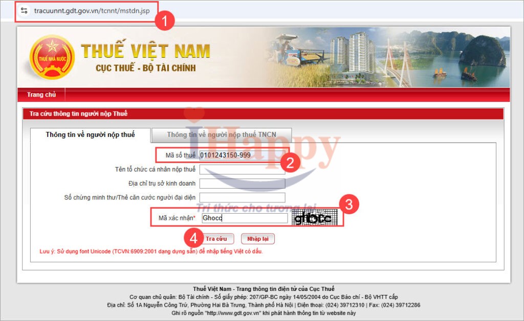 cập nhật danh mục Cơ quan thuế